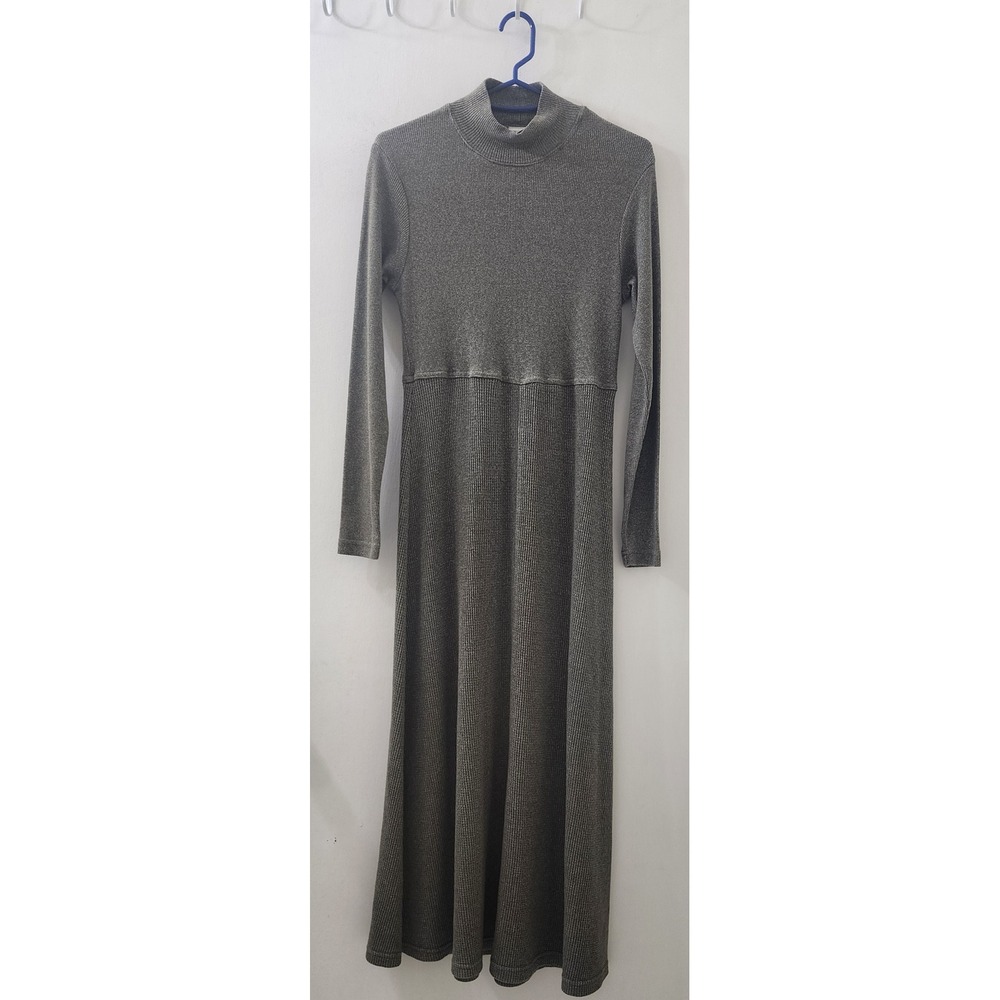 Moda International Green Metallic Mock Neck Empire Waist Maxi Dress XS